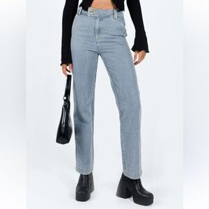 Princess Polly Light Blue Straight Leg Jeans